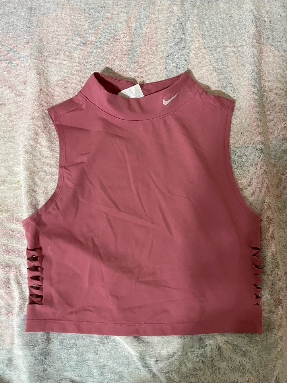 Nike Mauve Sleeveless Mock Neck Crop Top with Side Lattice